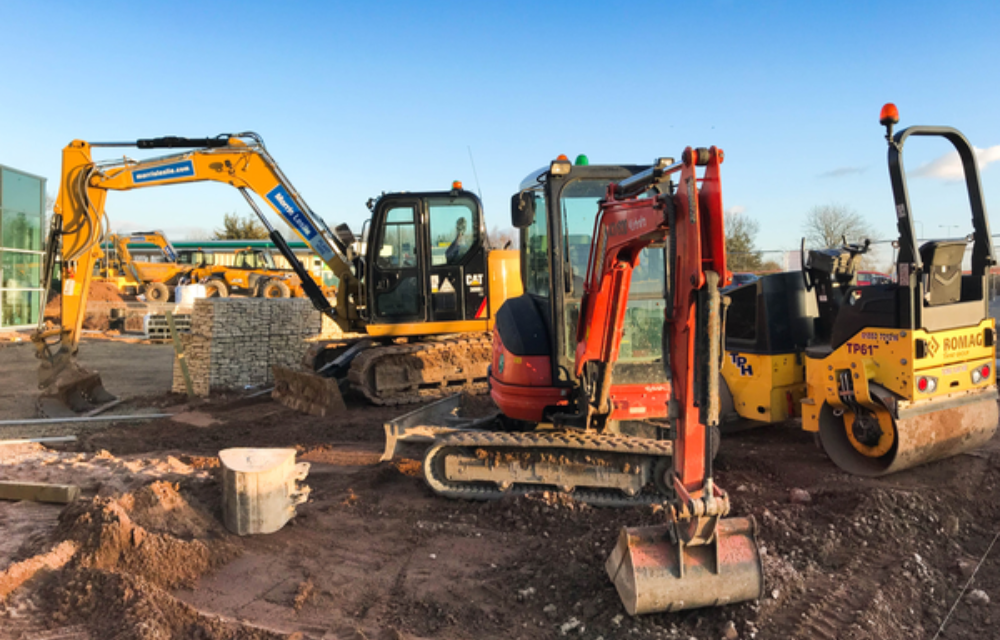 Plant hire machineries on site
